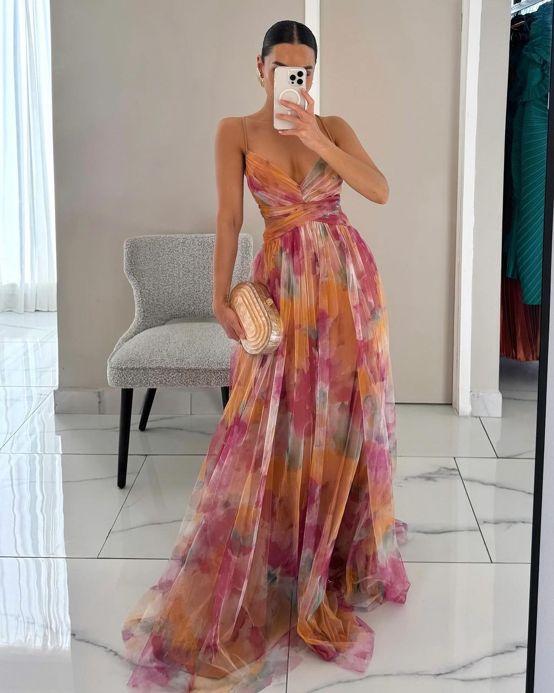Isaline™ | Robe longue imprimée avec laçage ajustable – chic, féminine et pleine de grâce