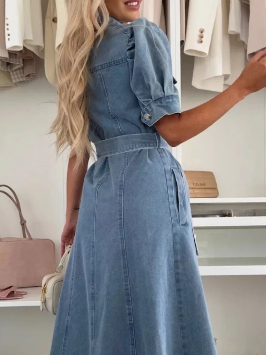 Gabrielle™ | Robe longue en denim à manches – confort moderne, style affirmé