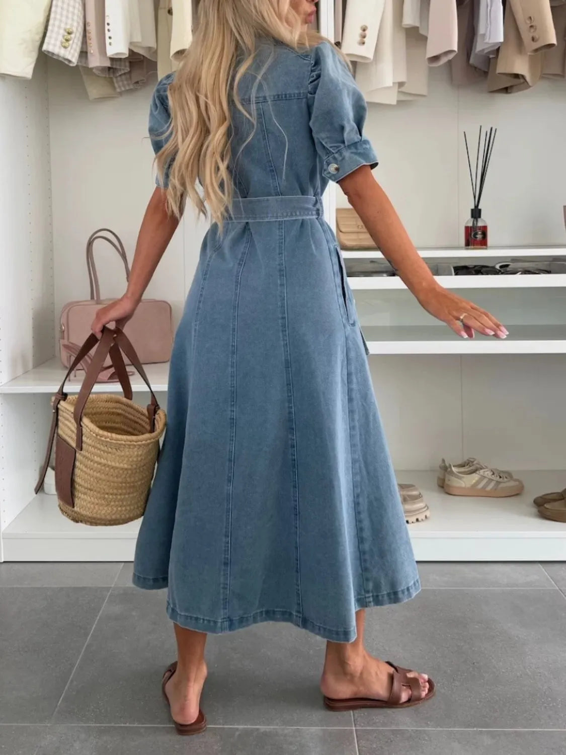 Gabrielle™ | Robe longue en denim à manches – confort moderne, style affirmé