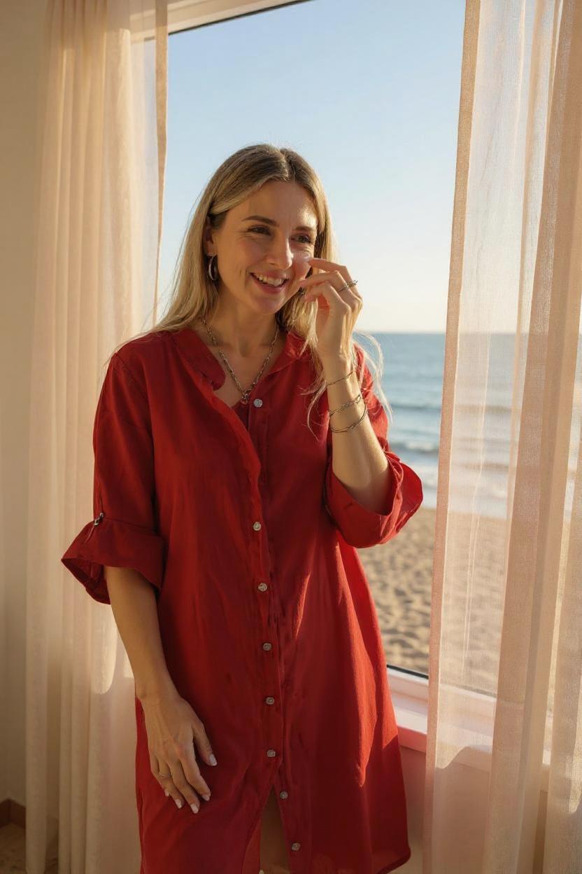 Pia™ | Robe-chemise fluide au style bohème chic