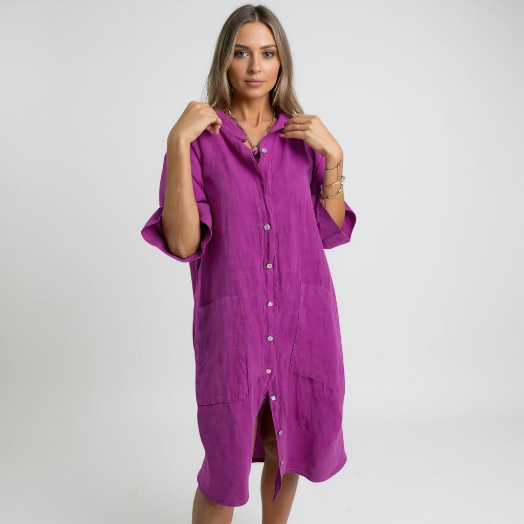 Pia™ | Robe-chemise fluide au style bohème chic
