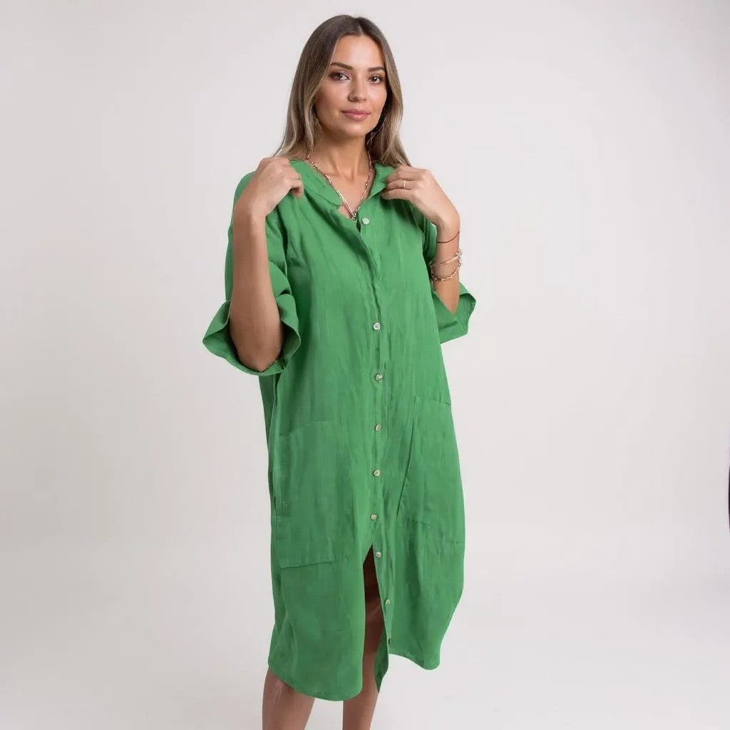 Pia™ | Robe-chemise fluide au style bohème chic