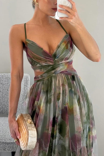 Isaline™ | Robe longue imprimée avec laçage ajustable – chic, féminine et pleine de grâce