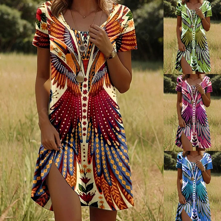 Céleste™ | Robe d’été fluide à imprimé artistique – liberté, couleur et confort