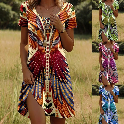 Céleste™ | Robe d’été fluide à imprimé artistique – liberté, couleur et confort