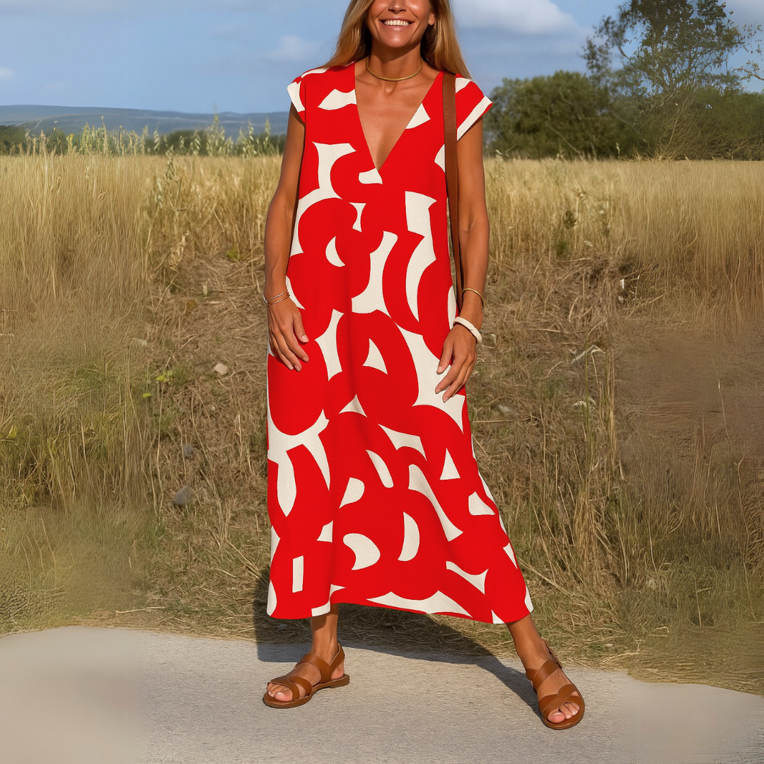 Brie™ | Robe fluide à col en V – légèreté, féminité et style au quotidien