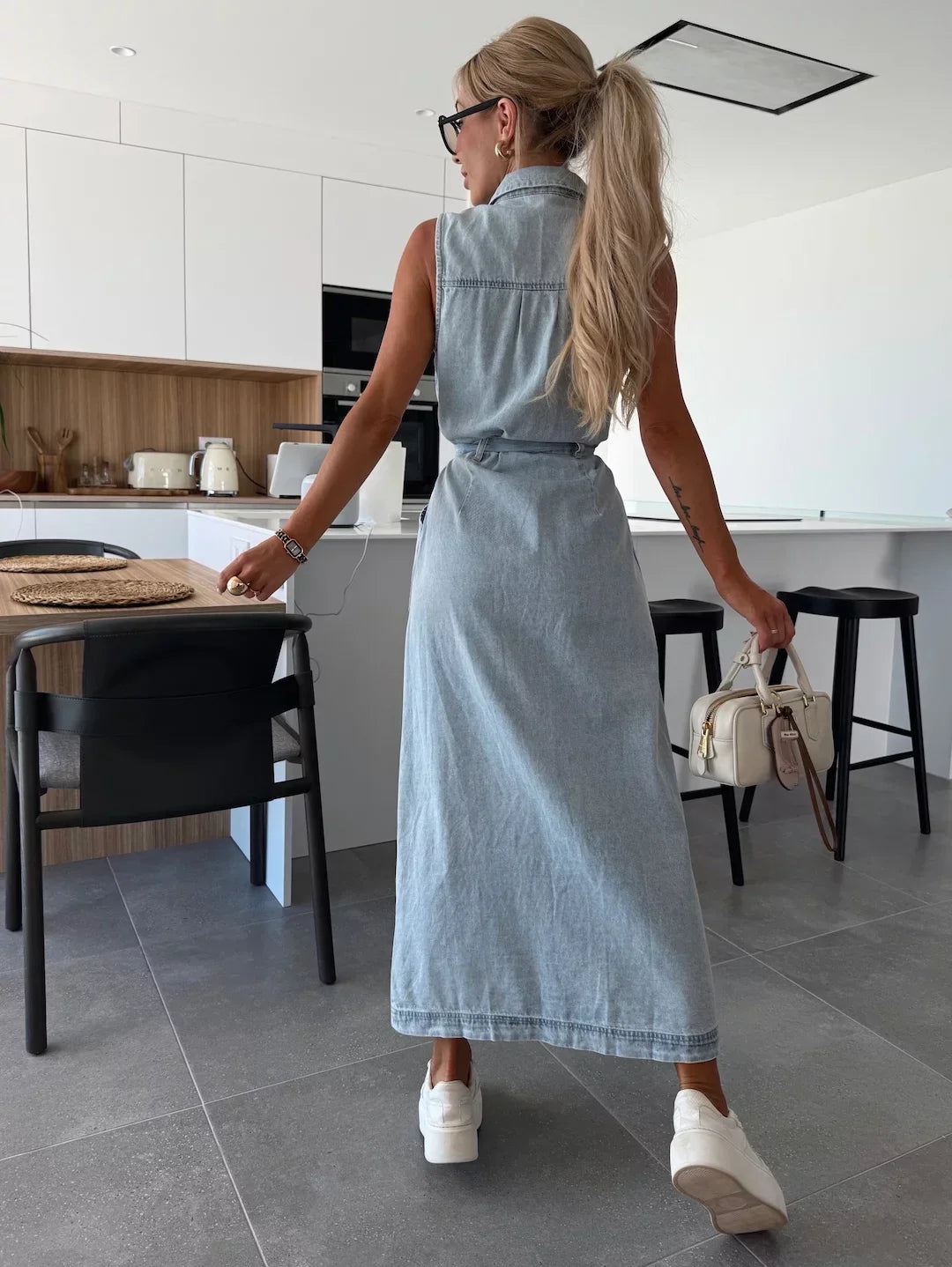 Élina™ | Robe longue en denim fluide – élégance sans effort, confort tout l’été