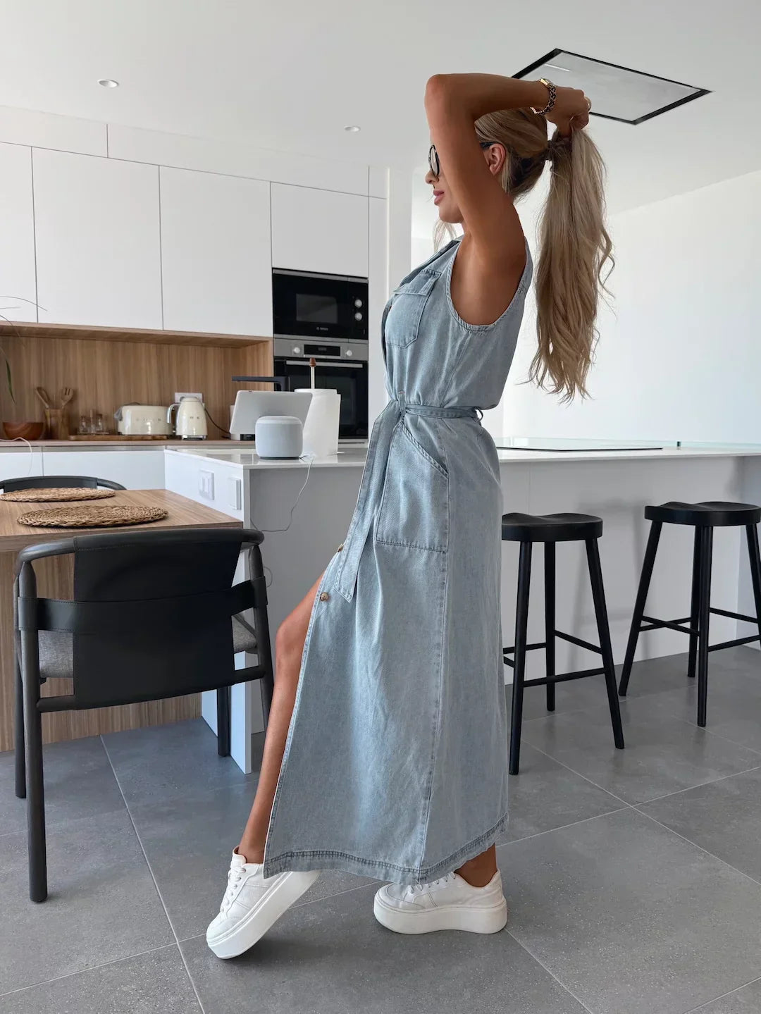 Élina™ | Robe longue en denim fluide – élégance sans effort, confort tout l’été