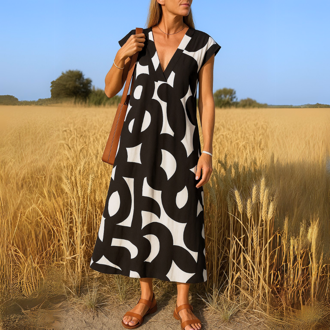 Brie™ | Robe fluide à col en V – légèreté, féminité et style au quotidien