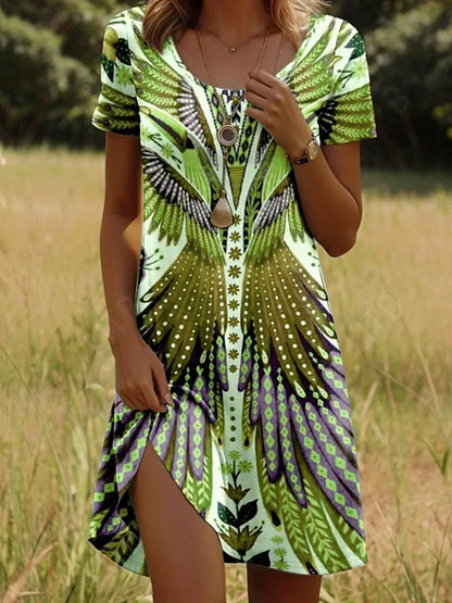 Céleste™ | Robe d’été fluide à imprimé artistique – liberté, couleur et confort