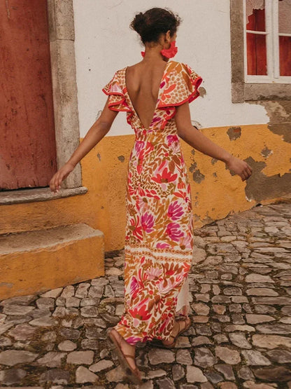 Joséphine™ | Robe longue vintage avec manches sculptées – élégance intemporelle et charme d’exception