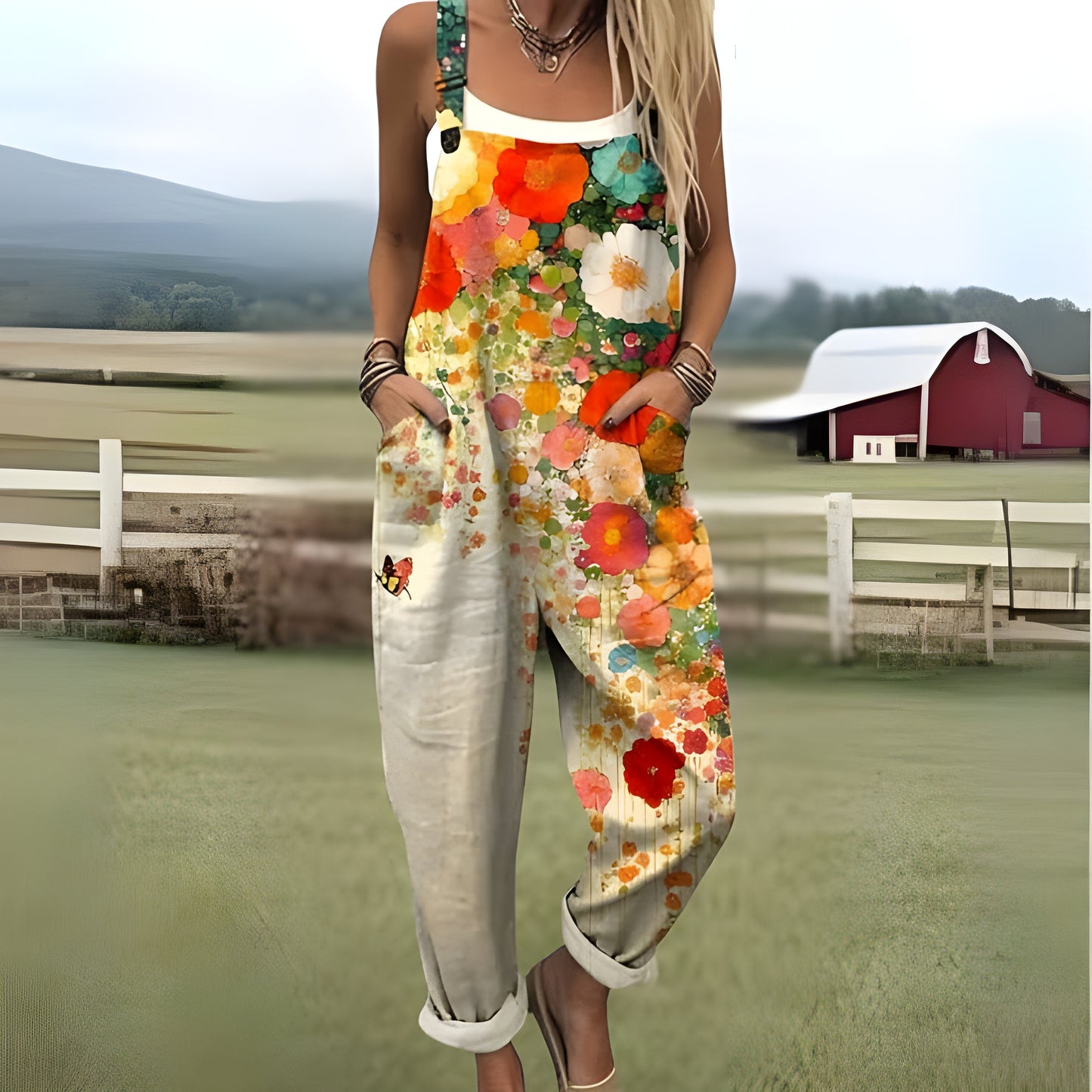 Mirelle™ | Combinaison fluide à fleurs vintage – charme bohème et liberté