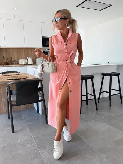 Élina™ | Robe longue en denim fluide – élégance sans effort, confort tout l’été