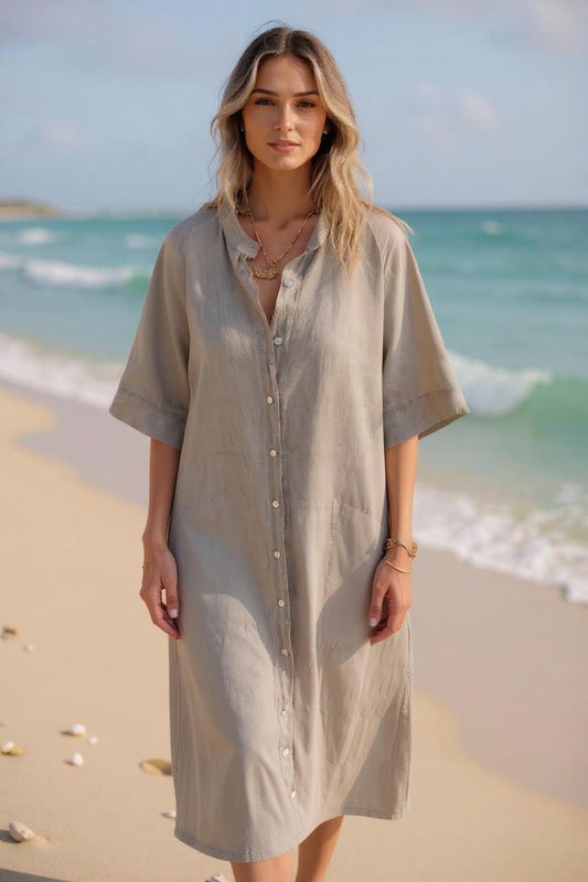Pia™ | Robe-chemise fluide au style bohème chic